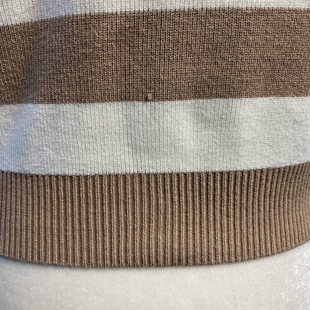 Dynamite Tan Ivory Striped Crewneck Tank Top Size Xl Knit Stretch Cropped - Picture 11 of 16